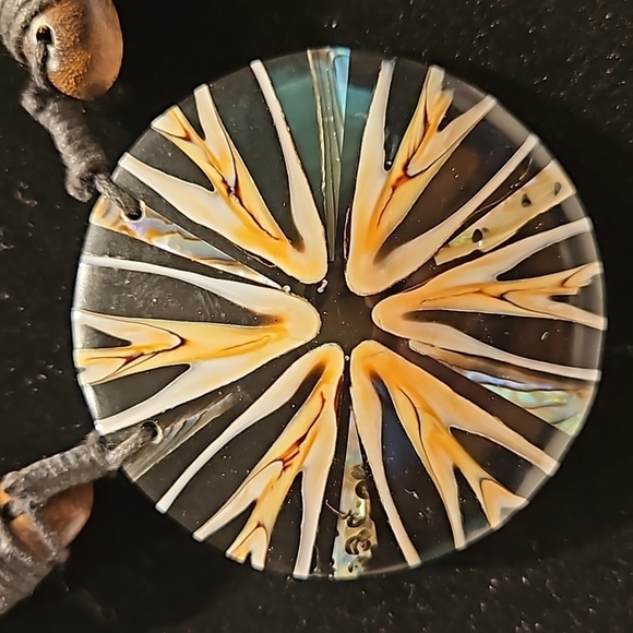 BOHO Wooden, Twine, Resin & Abalone 18" Necklace - Picture 3 of 6